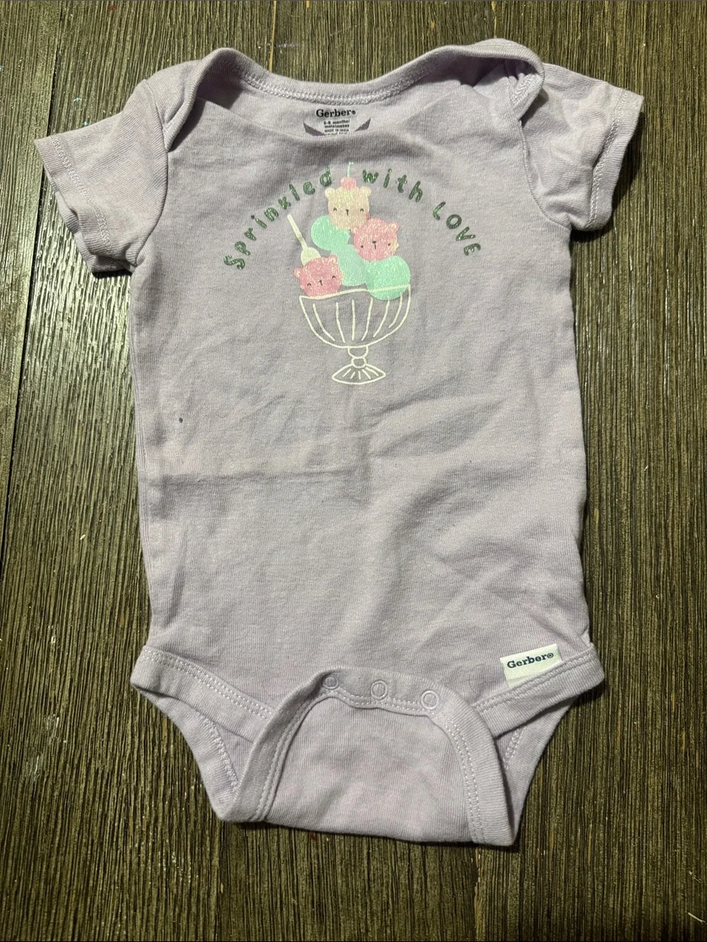Gerber 6-9M Baby Girl Bodysuit Bundle | 3-Pack Ice Cream & Spring